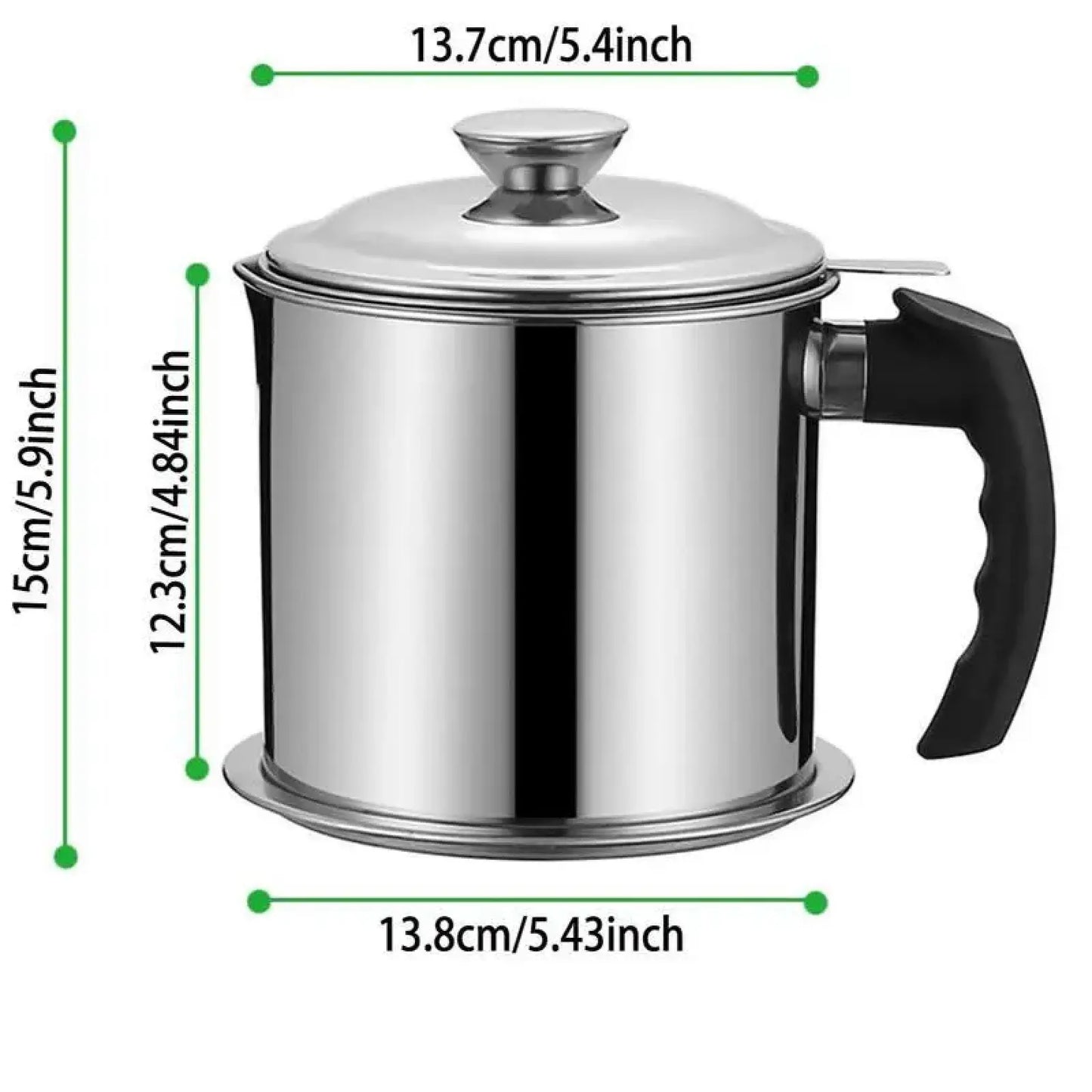 Modern Kitchen Oil Dispenser with Tray & Lid,Stainless Steel Oil Pot with Filter,Bacon Grease Container