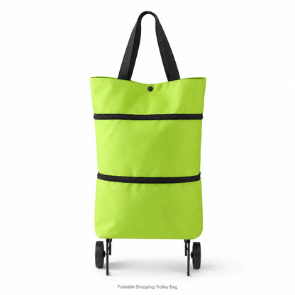 Foldable Shopping Trolley Bag with Wheels, Portable Reusable Grocery Tote, Lightweight Rolling Shopping Cart Bag with Carry Handles