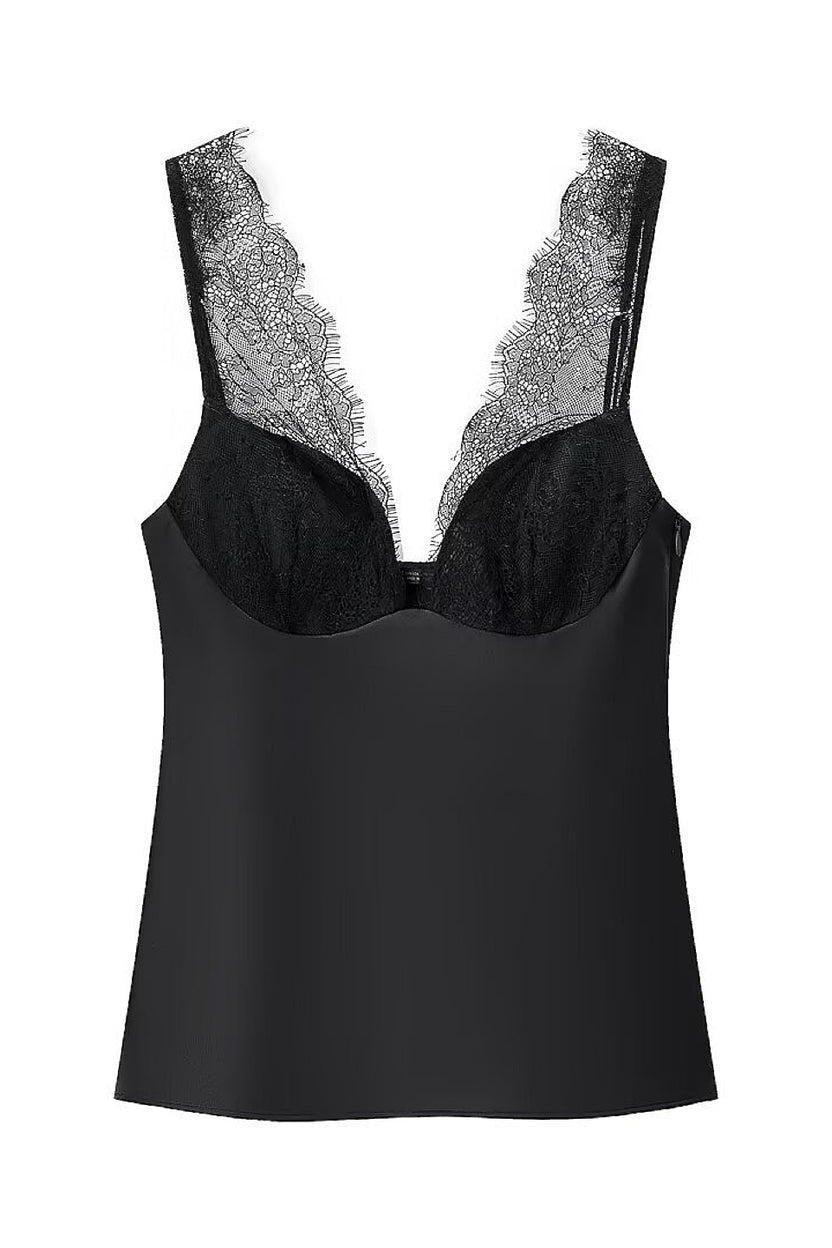 Satin Lace Bustier Cami Top