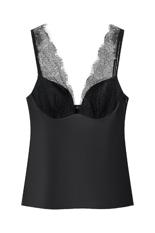 Satin Lace Bustier Cami Top